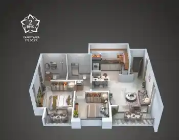2 BHK Unit plan