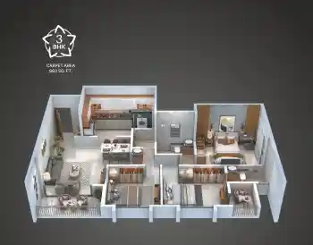 3 BHK Unit plan